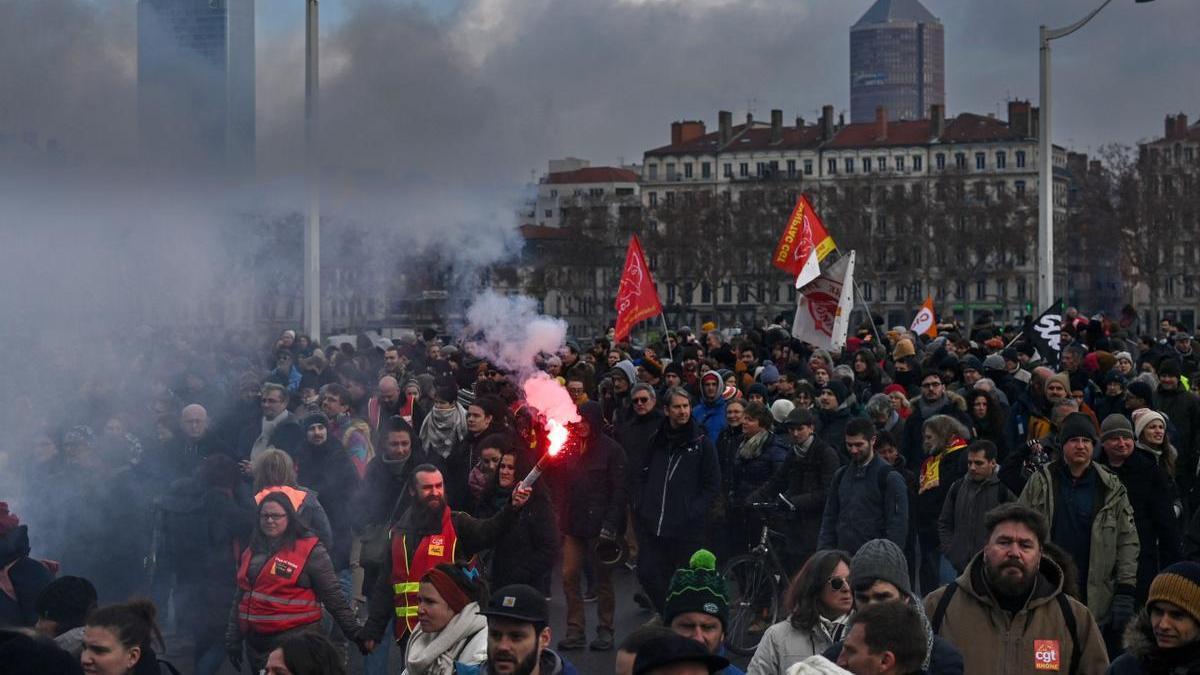 Manifestación en Lyon contra la reforma de las pensiones.