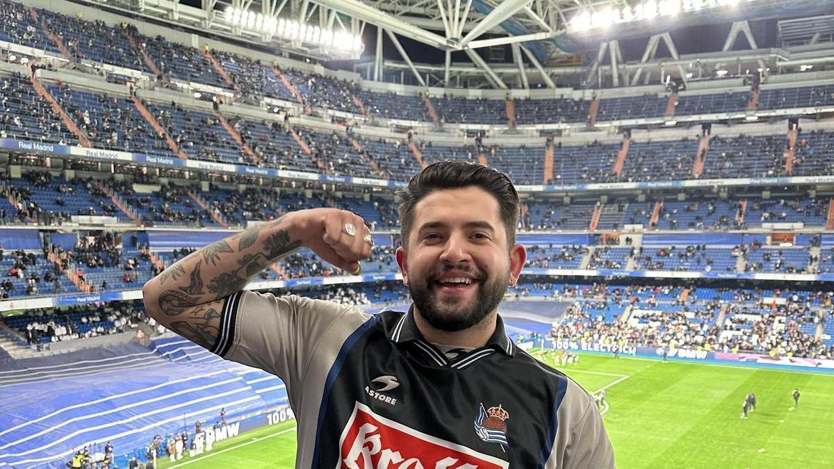 Telmo Trenado en el Santiago Bernabeu el pasado 29 de enero viendo el partido del Real Madrid contra la Real Sociedad.