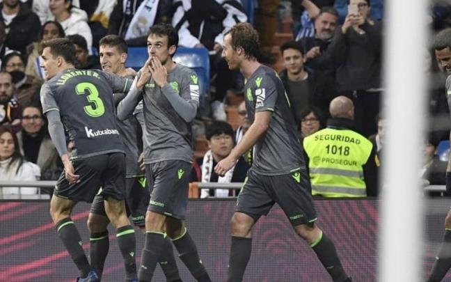 Llorente, Aihen, Pardo, Zurutuza y Willian José, durante el festejo del 0-2 del riojano. Llorente, Aihen, Pardo, Zurutuza y Willian José, durante el festejo del 0-2 del riojano.