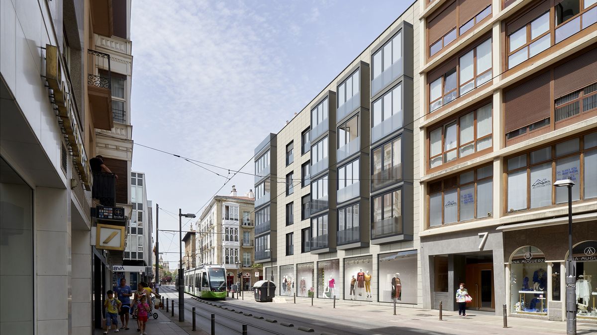 Fachada del edificio Dato XI orientada a la calle General Álava