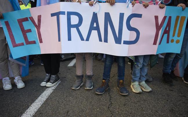 Manifestación a favor de la Ley Trans.
