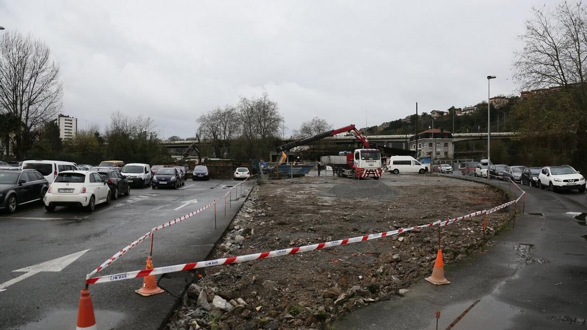 Zona de la avenida de la Sierra de Aralar en obras.