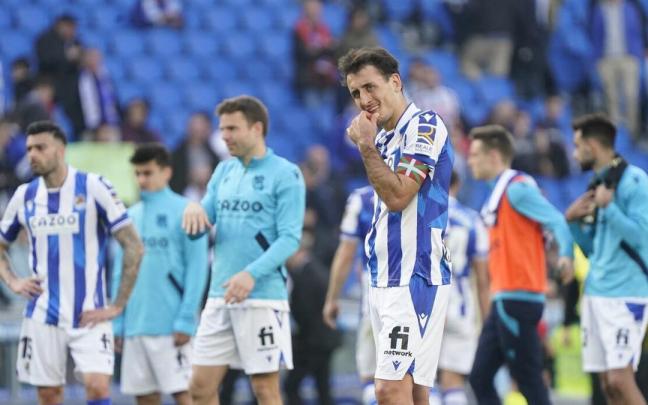 Mikel Oyarzabal se lamenta tras el partido disputado este sábado contra el Celta.