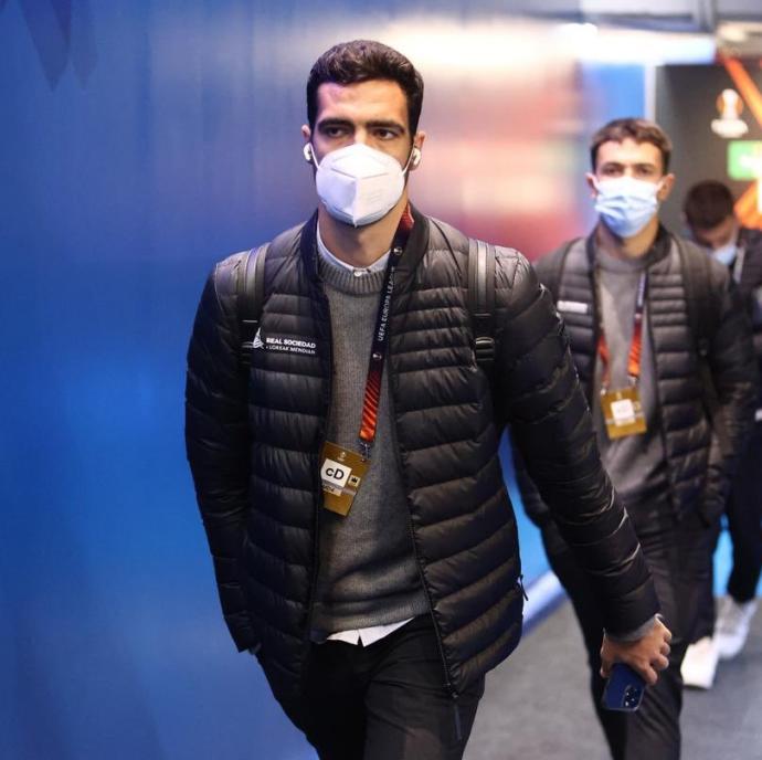 Mikel Merino, a su llegada a Anoeta.