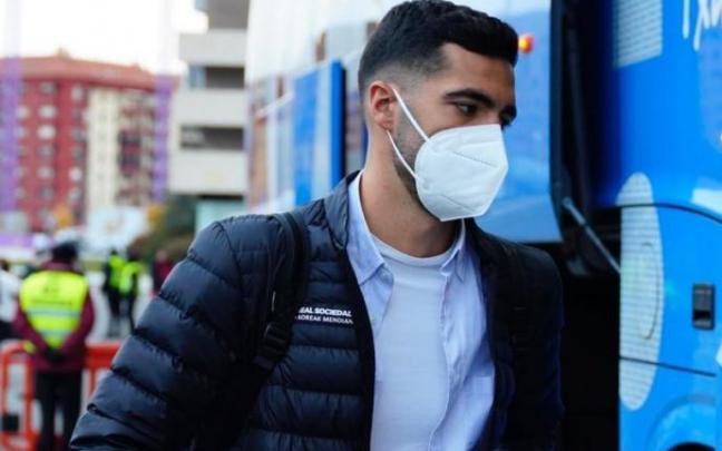 Mikel Merino, a la llegada a El Sadar.