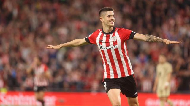 Oihan Sancet celebra el segundo gol del Athletic ante el Almería. Oihan Sancet celebra el segundo gol del Athletic ante el Almería.