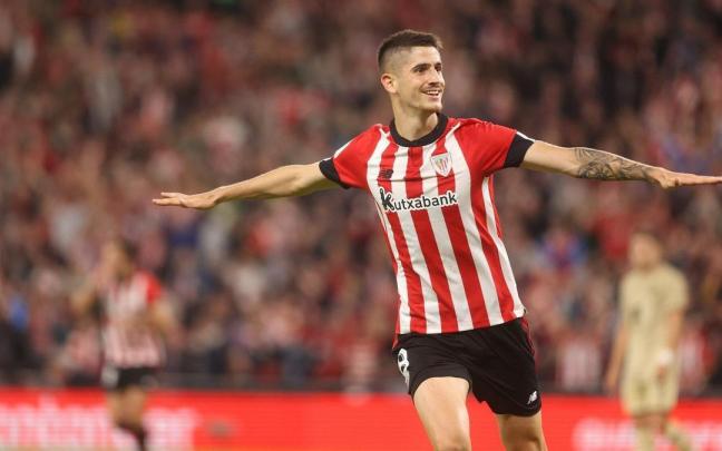 Oihan Sancet celebra el segundo gol del Athletic ante el Almería. Oihan Sancet celebra el segundo gol del Athletic ante el Almería.