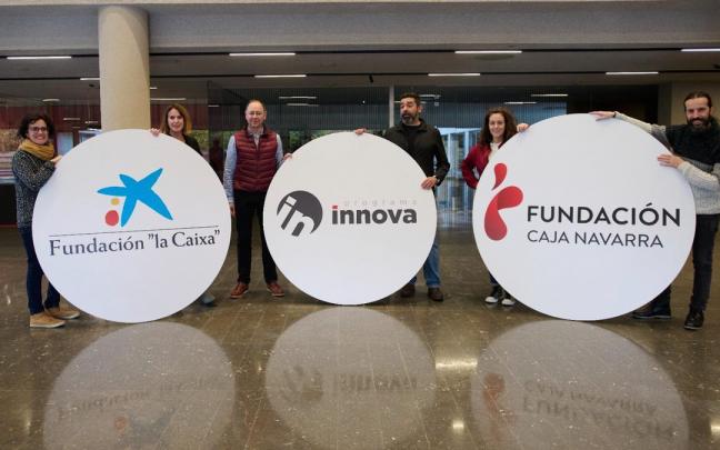 Responsables de Fundación la Caixa, Fundación Caja Navarra y de los cortometrajes que optan a una nominación a los premios.