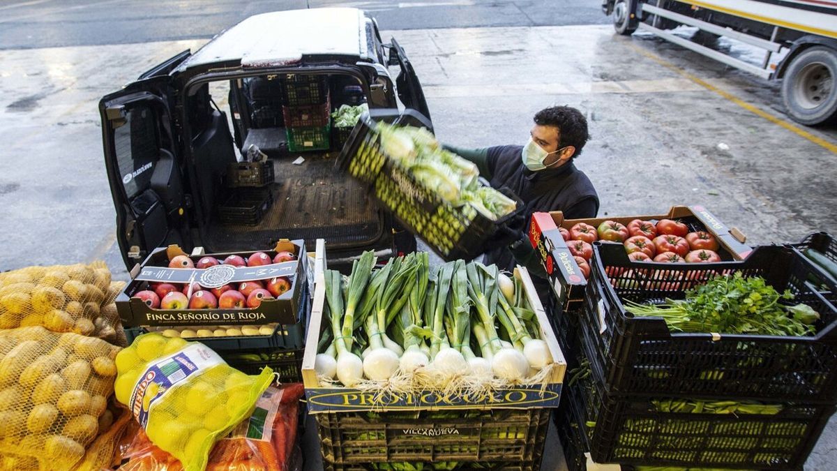 Reparto de fruta en Mercairuña.