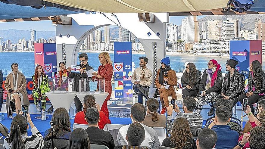 Los artistas finalistas, en la rueda de prensa previa a la final del Benidorm Fest.