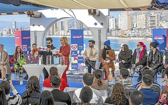 Los artistas finalistas, en la rueda de prensa previa a la final del Benidorm Fest.