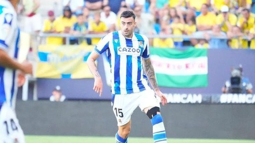 Diego Rico en el partido ante el Cádiz