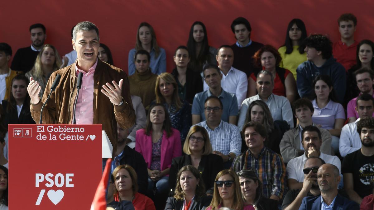 Pedro Sánchez en un acto del PSOE en Getafe.