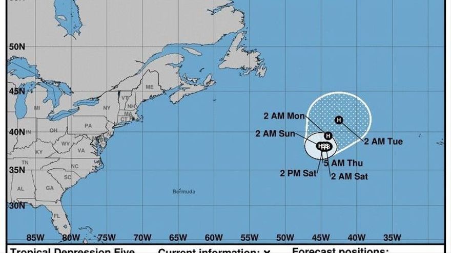 Imagen del Servicio Meteorológico de Estados Unidos que muestra el avance de Danielle.