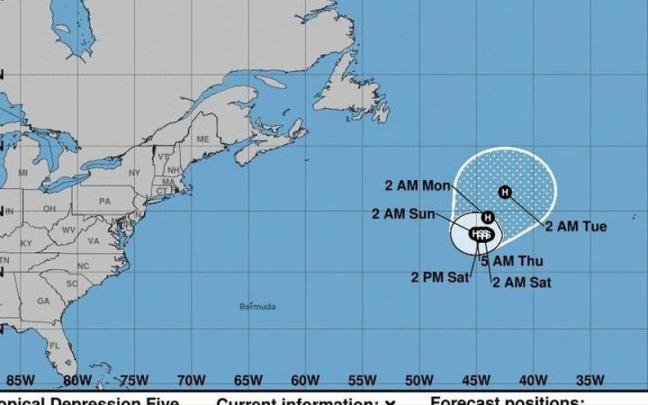 Imagen del Servicio Meteorológico de Estados Unidos que muestra el avance de Danielle.
