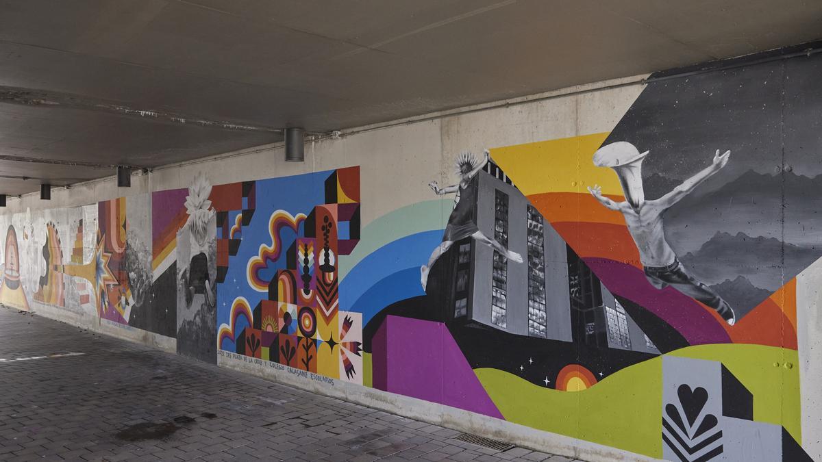 Mural colaborativo de arte urbano en La Milagrosa.