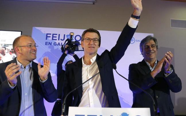 Miguel Tellado, responsable de Organización del PP, junto con el presidente del partido, Alberto Núñez Feijóo