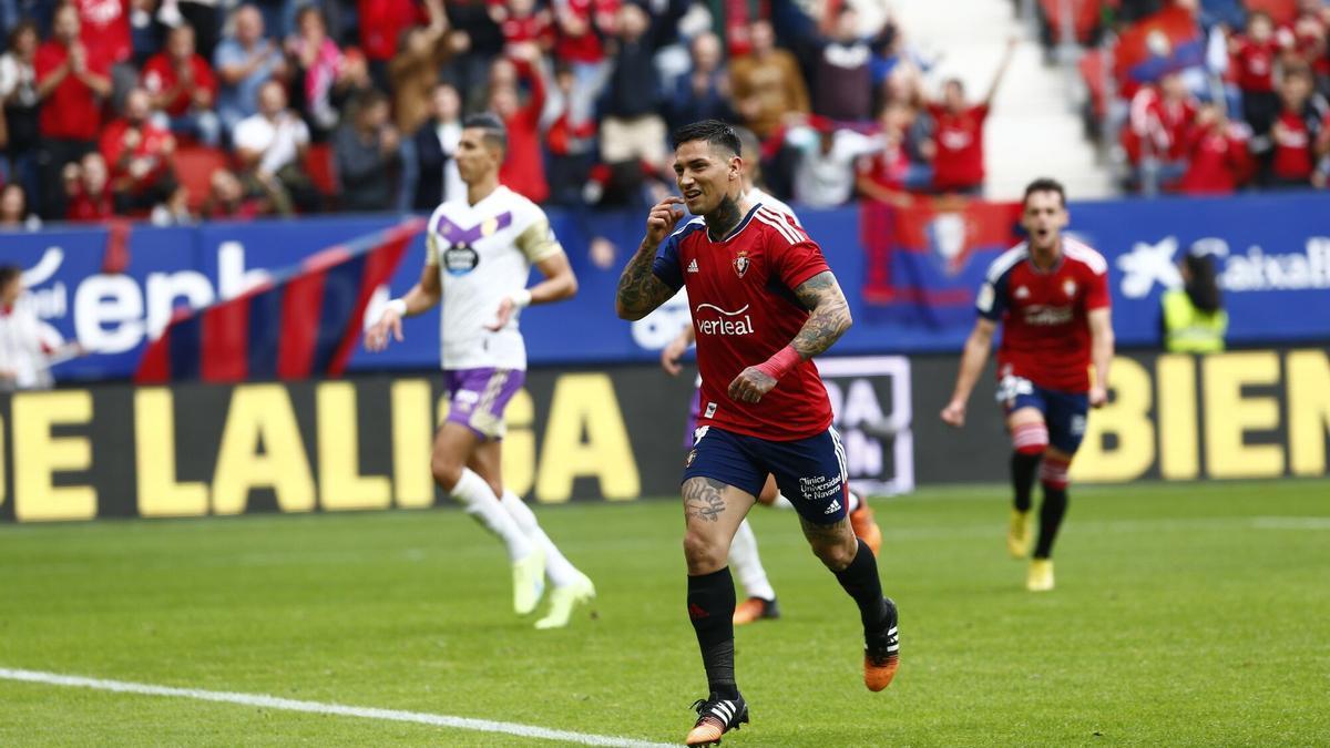 Chimy celebra el gol ante el Valladolid