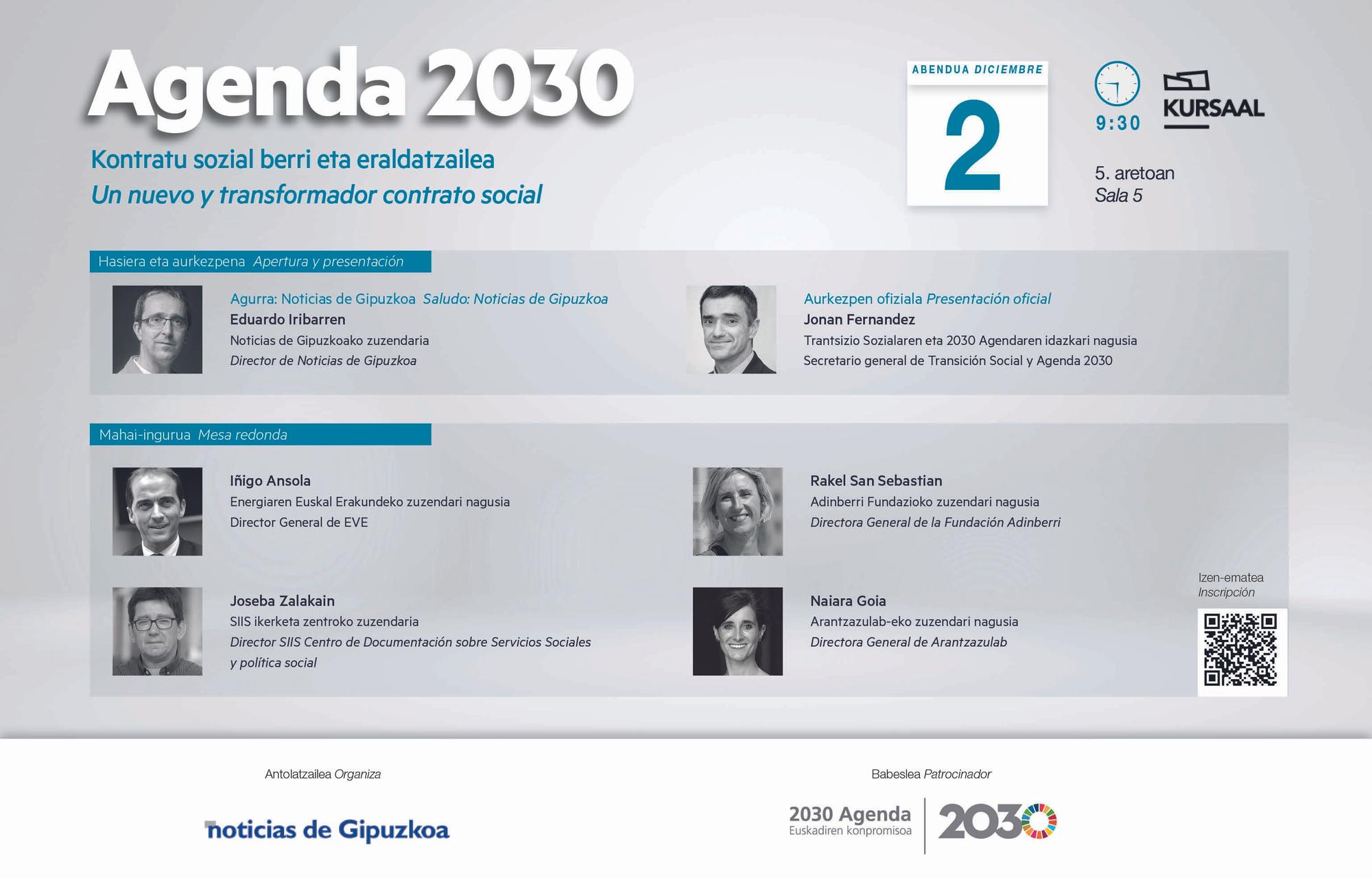 Programa del evento Agenda 2030, un nuevo y transformador contrato social.