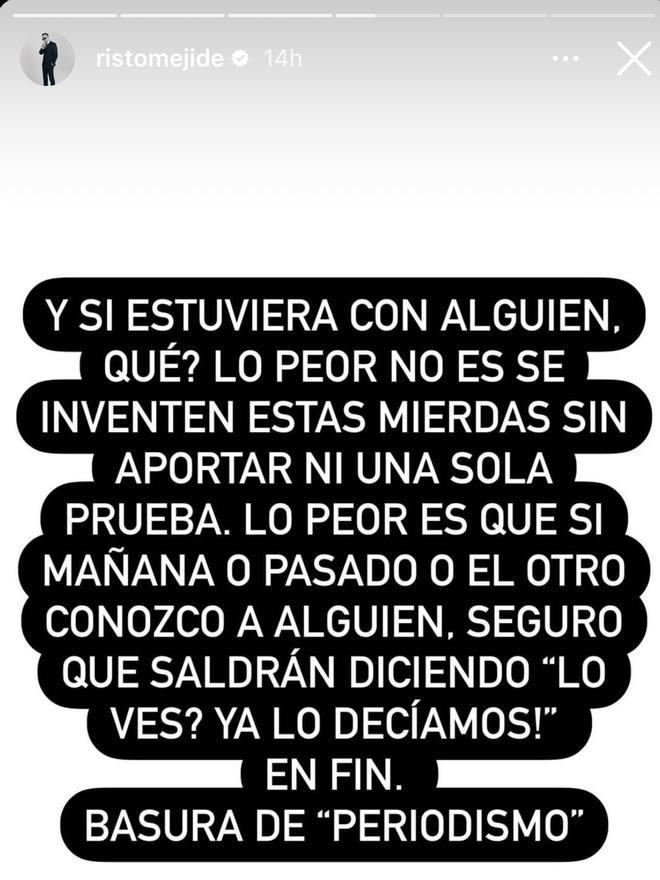 Risto Mejide desmiente en Instagram que tenga una 'amiga especial'.