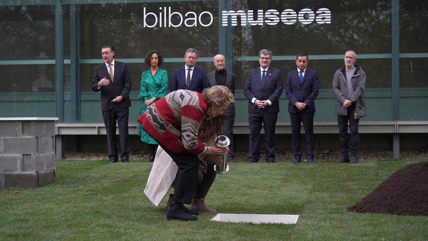 Colocación de la primera piedra de las obras de ampliación del Museo de Bellas Artes de Bilbao