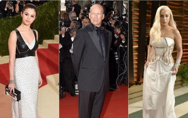 Selena Gómez, Bruce Willis y Lady Gaga. Selena Gómez, Bruce Willis y Lady Gaga.