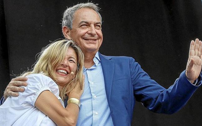 Yolanda Díaz junto al expresidente español José Luis Rodríguez Zapatero, ayer en Valencia. Yolanda Díaz junto al expresidente español José Luis Rodríguez Zapatero, ayer en Valencia.