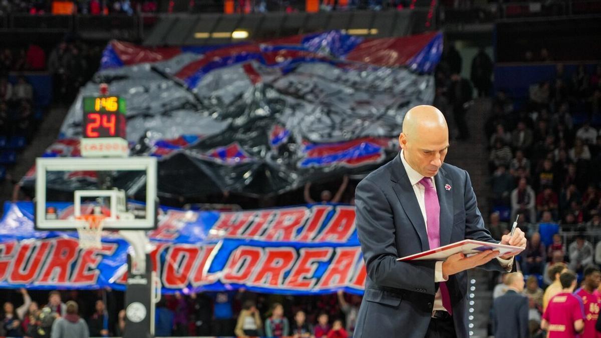 Peñarroya, en un momento del partido entre el Baskonia y el Barcelona en el Buesa Arena