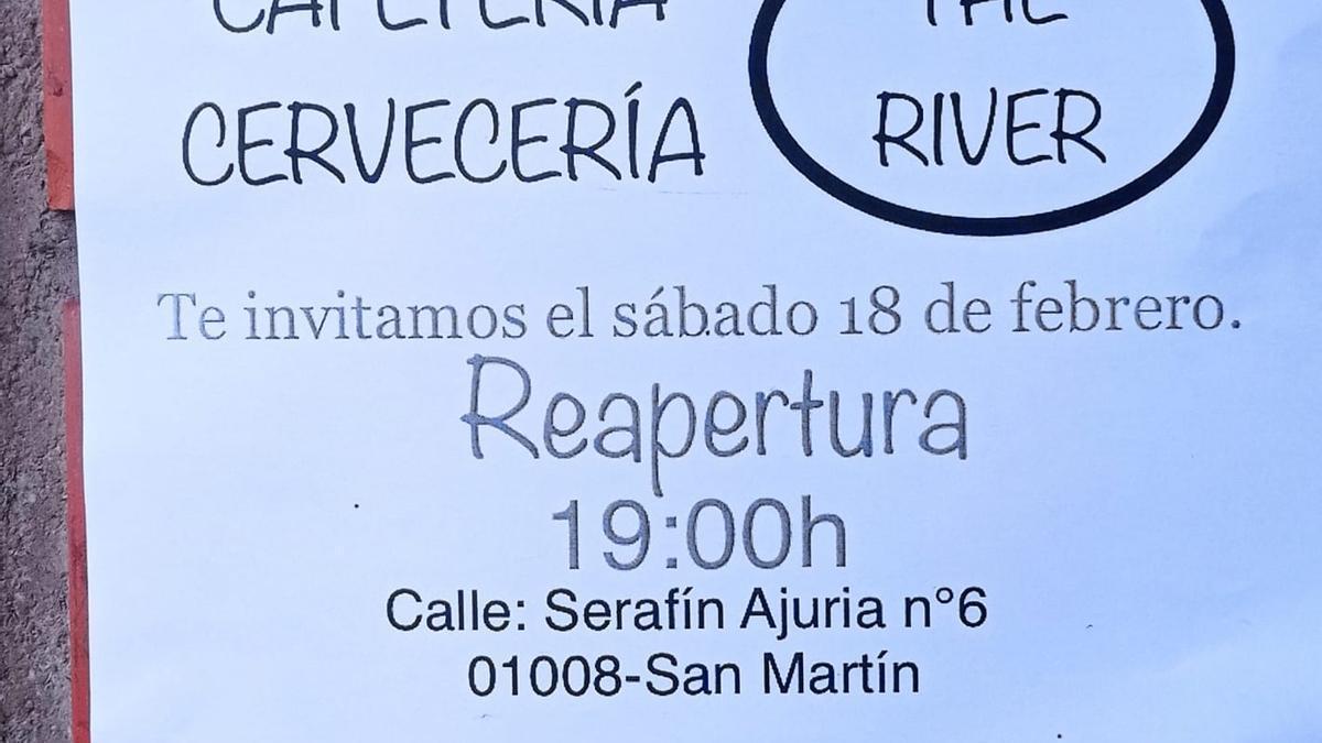 La cafetería The River, en la calle Serafín Ajuria del barrio de San Martín