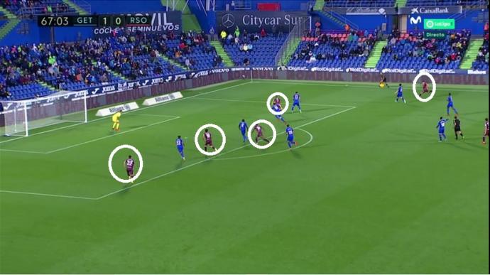 Una captura de pantalla del partido disputado este domingo entre la Real y el Getafe.