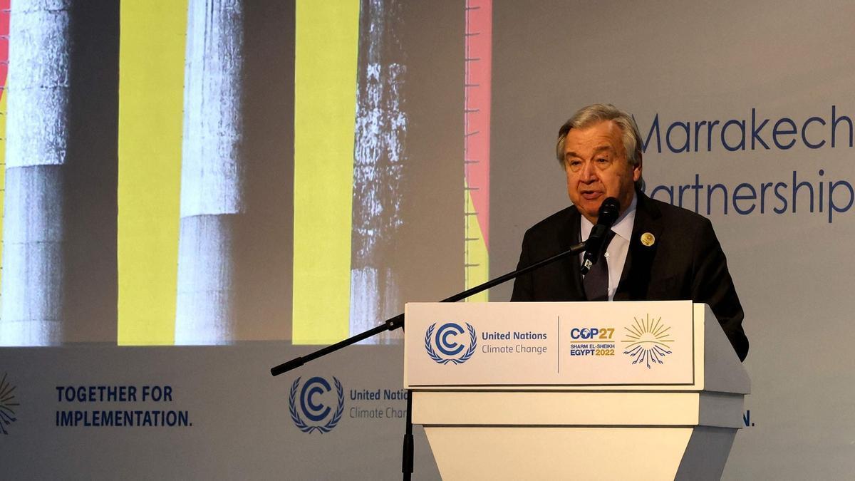El secretario general de la ONU, António Guterres, durante su invención de ayer en Egipto.