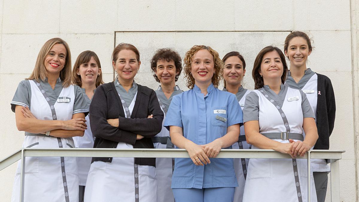 Autoras del estudio con las profesionales de Enfermería Clínica Avanzada de la Clínica Universidad de Navarra.