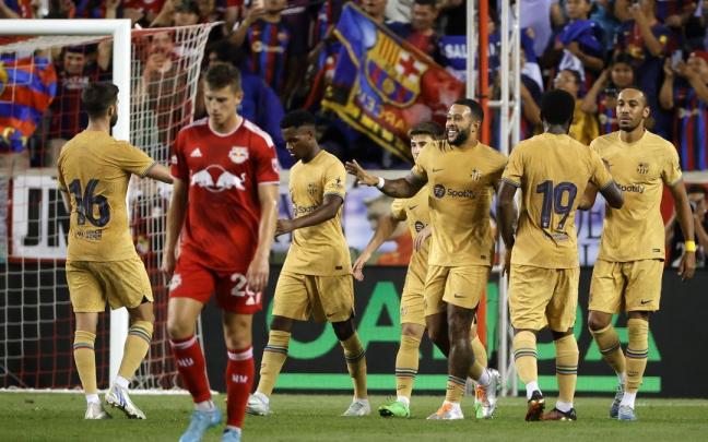 Memphis Depay celebra su gol ante el New York Red Bulls. Memphis Depay celebra su gol ante el New York Red Bulls.
