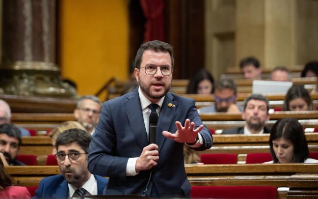 El presidente de la Generalitat, Pere Aragonès, en un pleno del Parlament. El presidente de la Generalitat, Pere Aragonès, en un pleno del Parlament.