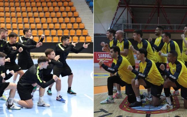 Los jugadores de Osasuna Magna y Aspil-Jumpers, cara a cara.