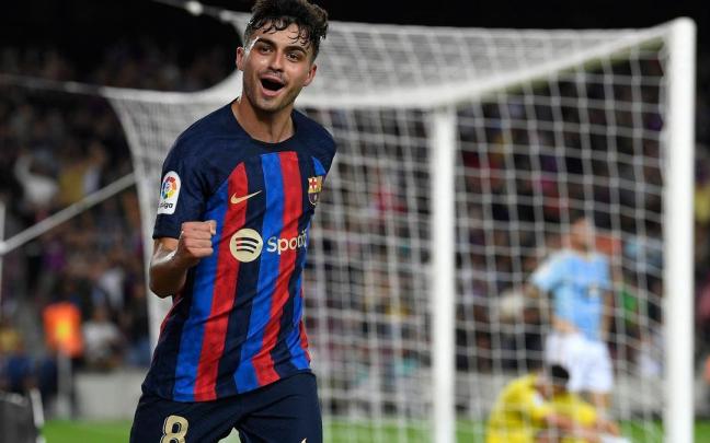 Pedri celebra su gol