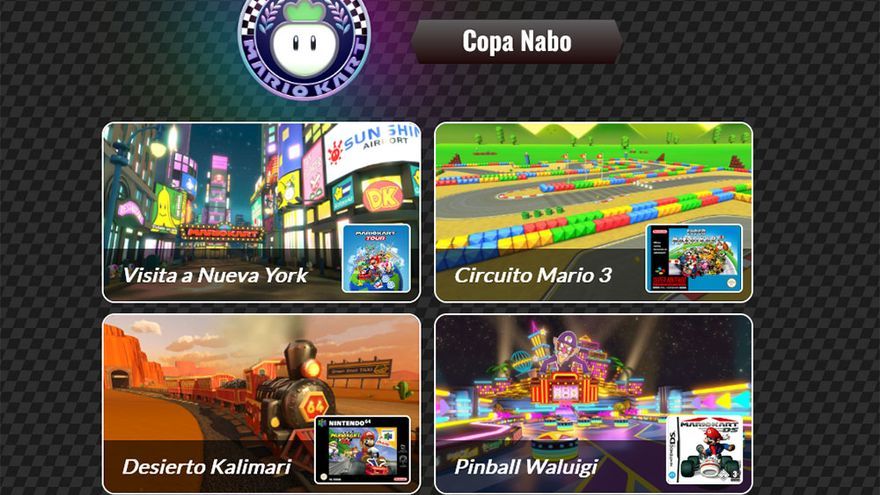 Circuitos de la Copa Nabo del videojuego 'Mario Kart 8 Deluxe'.