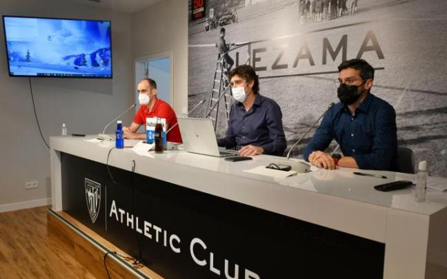 Andoni Bombín, Martín Urrejola y David Rincón, durante la presentación ayer en Lezama.