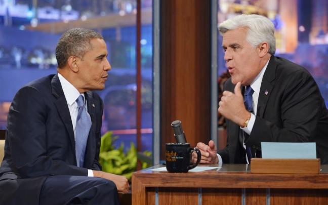 Jay Leno, durante una entrevista con Barack Obama, en una imagen de archivo.