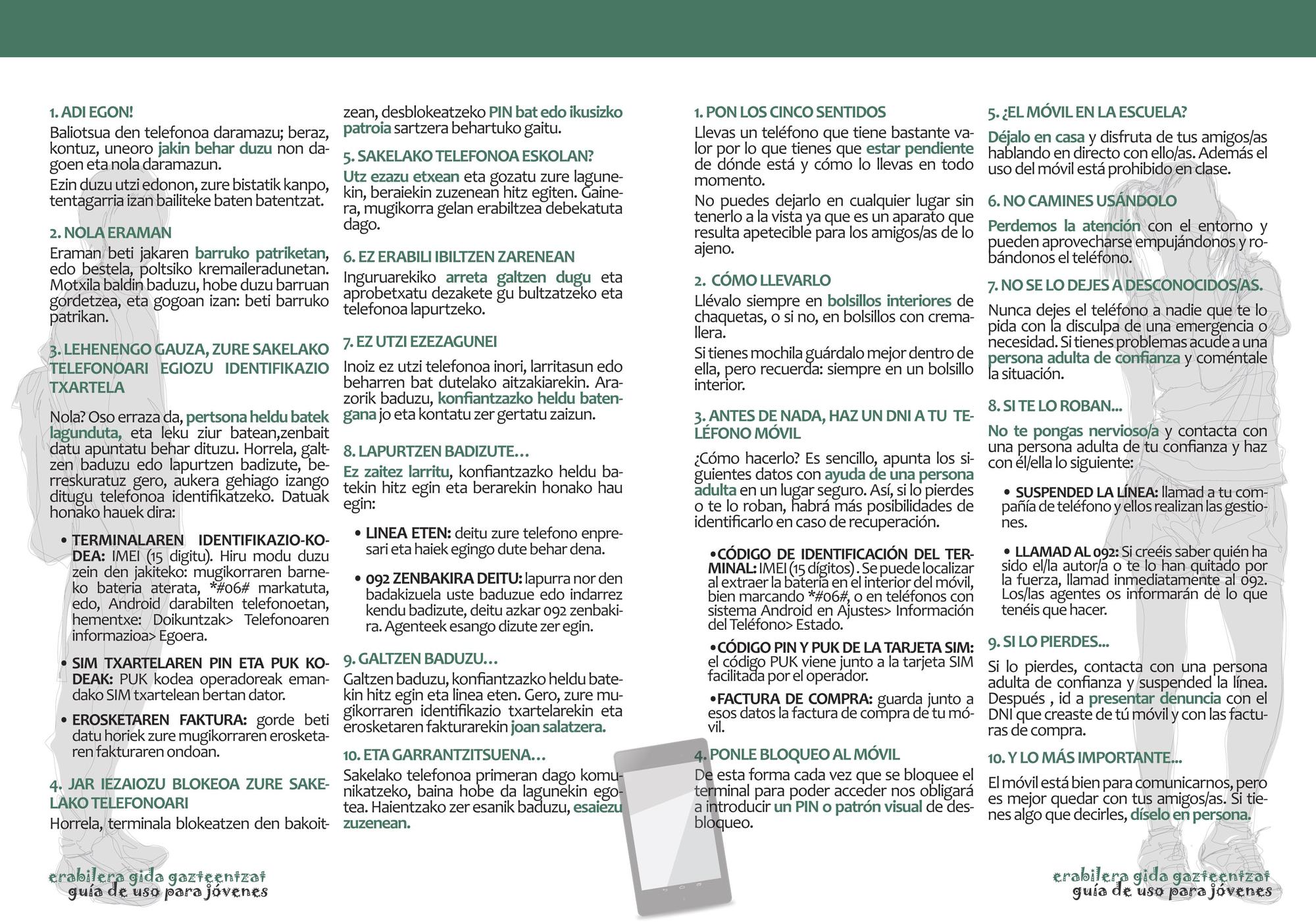 Guía de uso de teléfonos móviles facilitada por la Policía Local