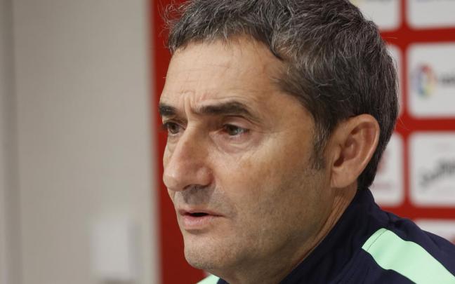 Ernesto Valverde durante una rueda de prensa.