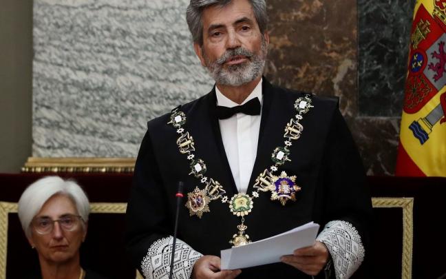 El presidente del Consejo General del Poder Judicial (CGPJ), Carlos Lesmes, durante la apertura del año judicial 2019/2020. El presidente del Consejo General del Poder Judicial (CGPJ), Carlos Lesmes, durante la apertura del año judicial 2019/2020.