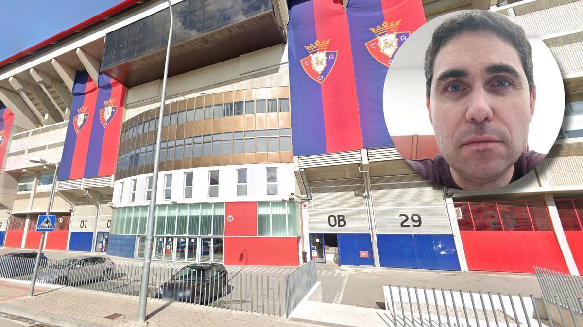 Vista de las oficinas del CA Osasuna en el estadio de El Sadar. Arriba a la derecha, imagen de Jose Antonio Marco.