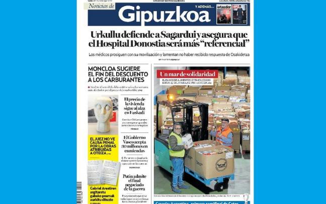 Portada de NOTICIAS DE GIPUZKOA del 10 de diciembre de 2022