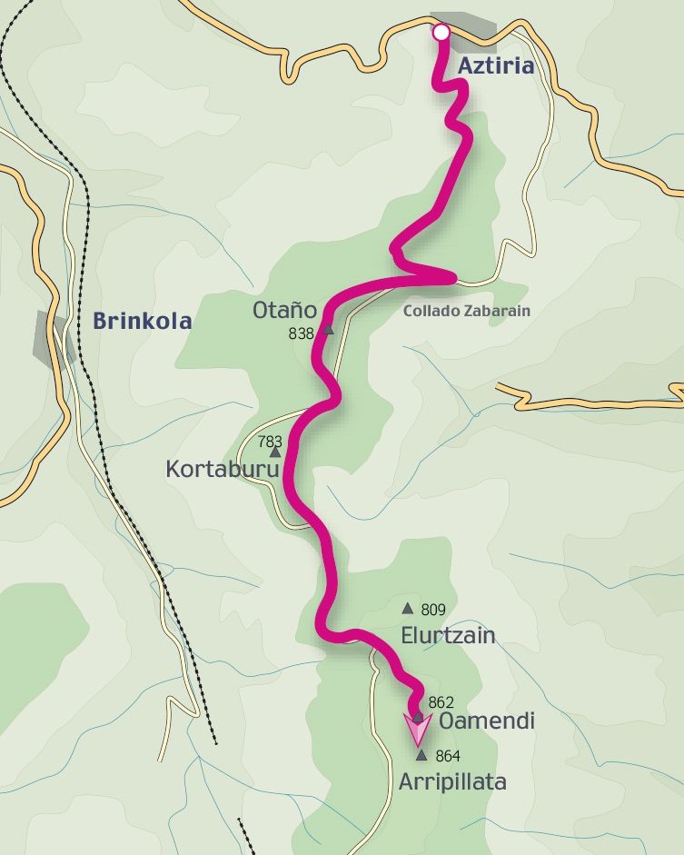 Otaño y Arripillata desde el alto de Aztiria