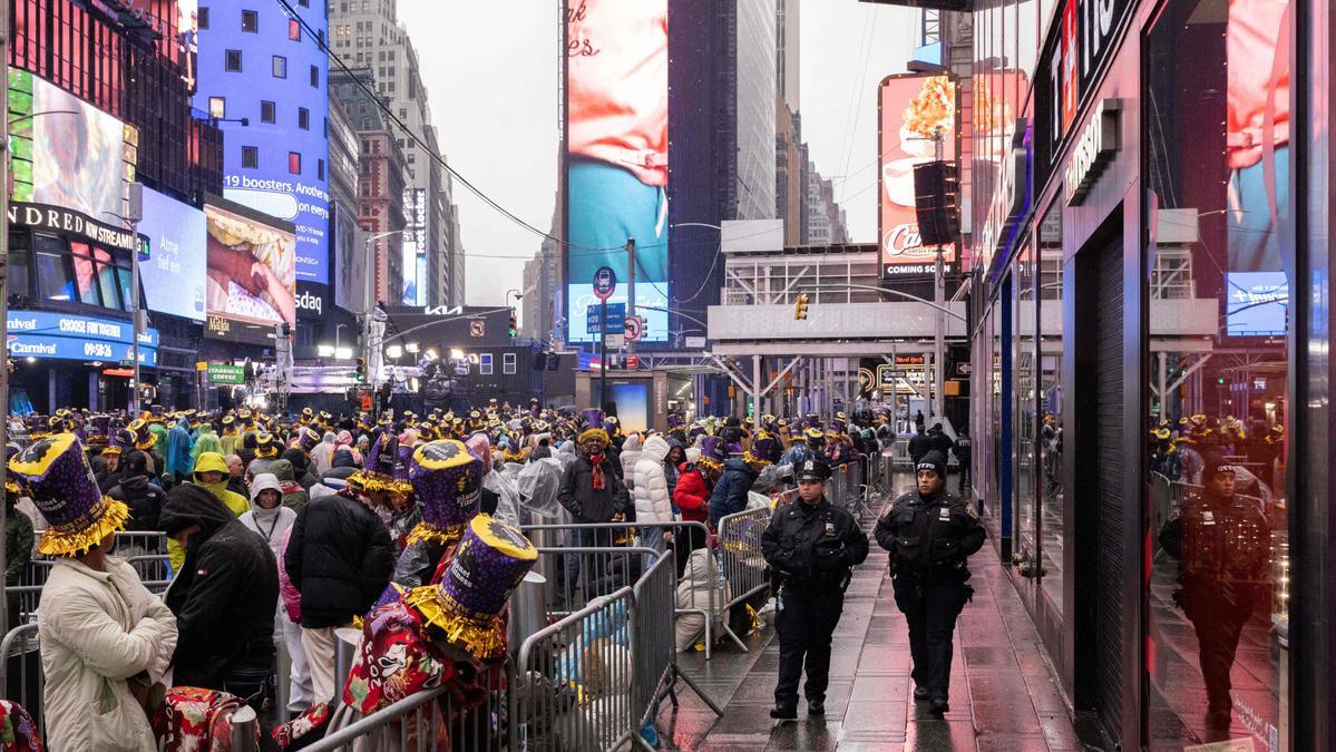 Aglomeraciones en Times Square durante las celebraciones de Año Nuevo.