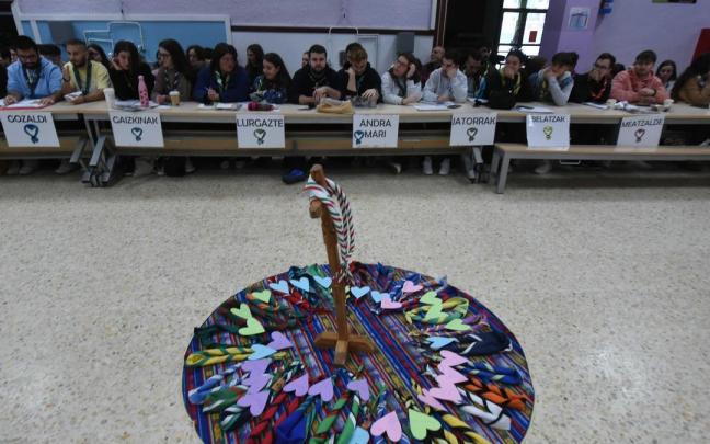 Asamblea general de los grupos eskaut de Bizkaia, en el colegio La Salle de Deusto.