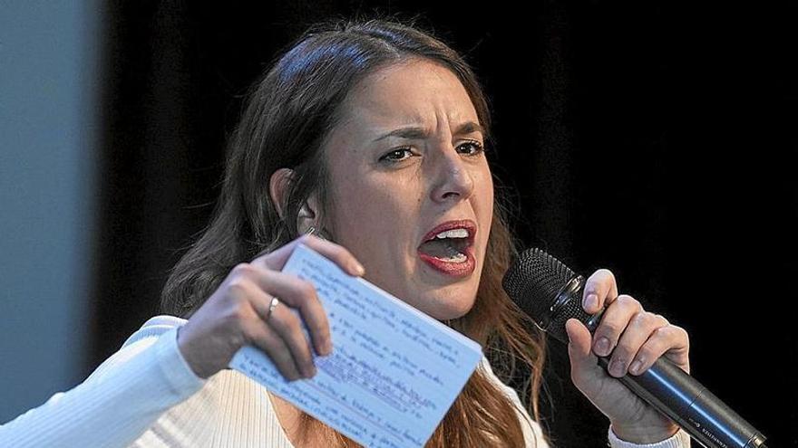 Irene Montero, en el reciente acto ‘Con todas, por todas’ contra la violencia machista en el Círculo de Bellas Artes en Madrid.