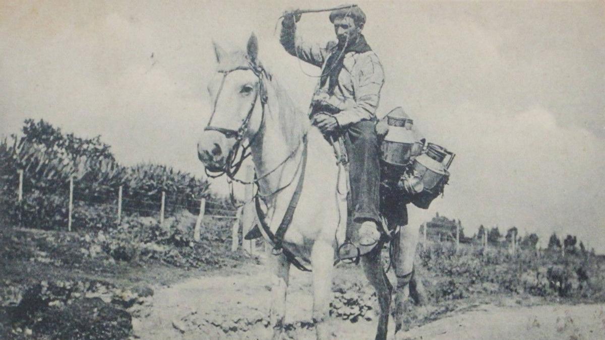 Imagen de un lechero vasco en Uruguay.