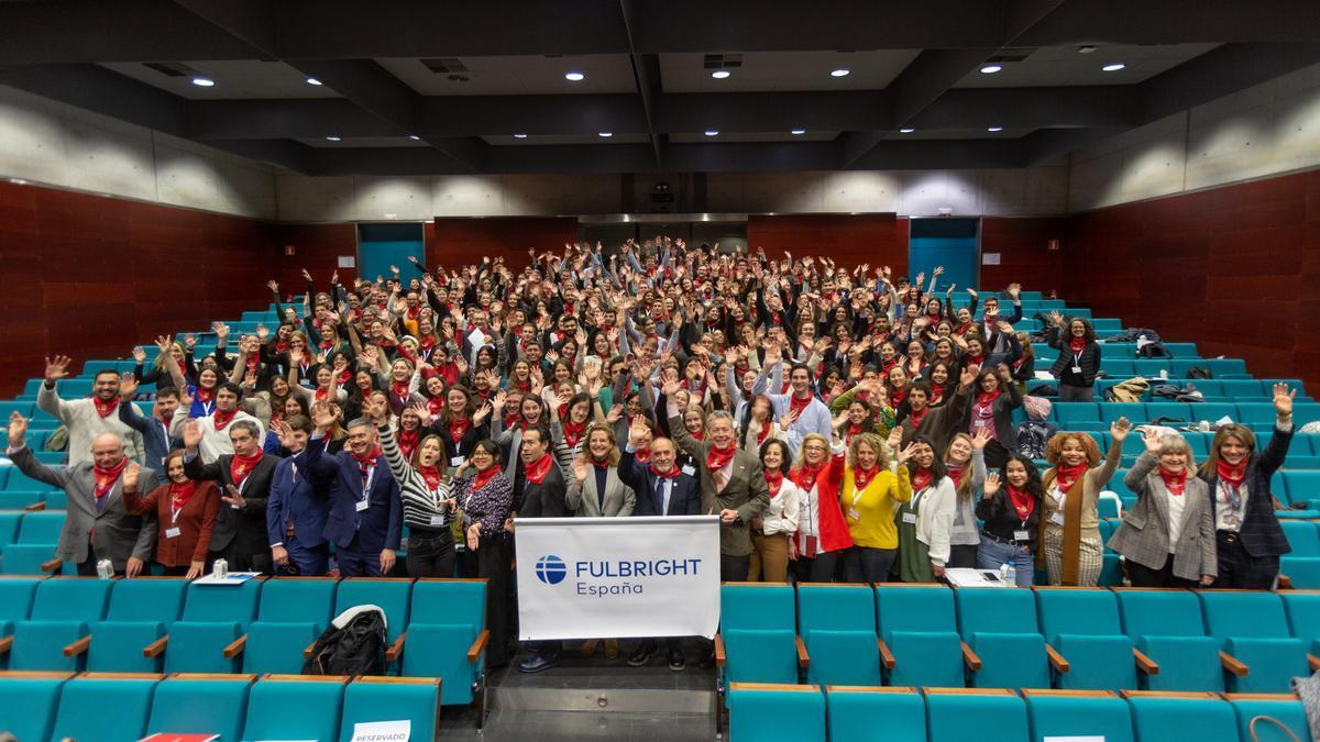 Becarios, en el acto de inauguración celebrado en la Universidad de Navarra del congreso anual que la Comisión Fulbright organiza en España